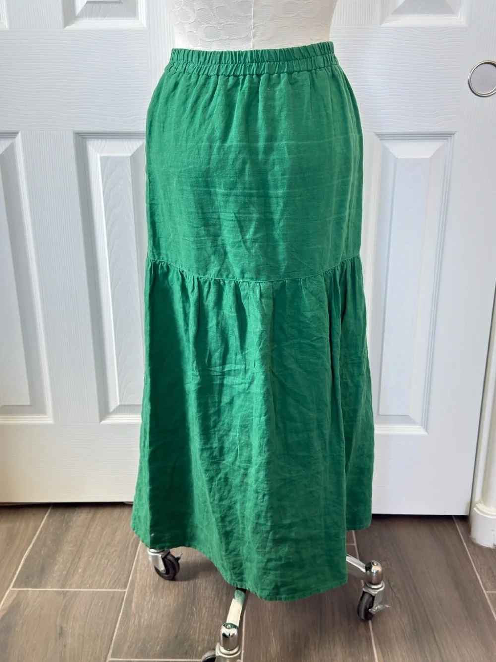 NATION LTD Esmeralda Skirt 100% Linen in Verdant Green Size L